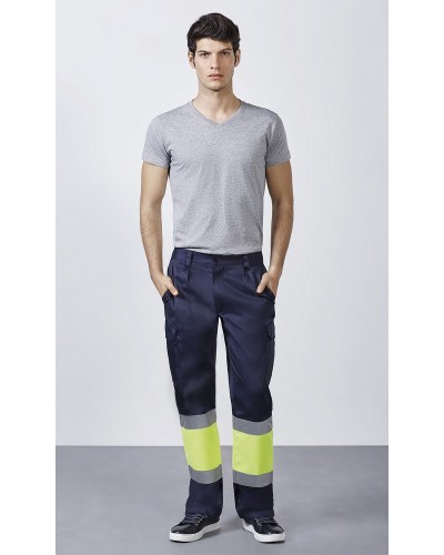 Pantalón Multibolsillos Alta Visibilidad Verano. 80% poliéster - 20% algodón. 200 g/m²