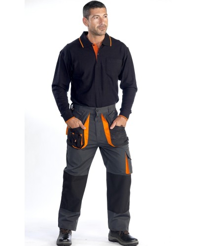 Pantalón con aberturas para rodillera 65% Pol - 35% Alg canvas.