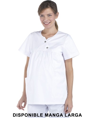 Casaca Premamá M/L Blanco. 65% Poliéster - 35% Algodón