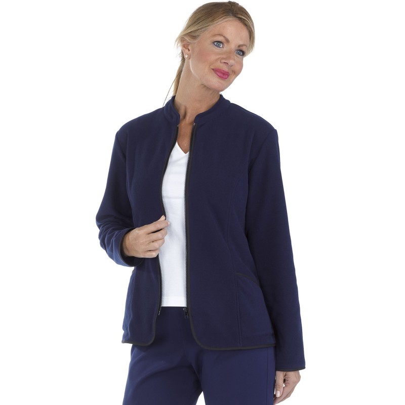 Chaqueta Polar semientallada cuello mao. 100% Poliéster
