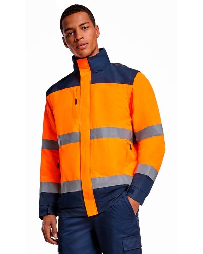 Parka Bicolor Alta Visibilidad Mangas Desmontables