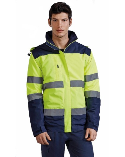 Parka Bicolor Alta Visibilidad Mangas Desmontables