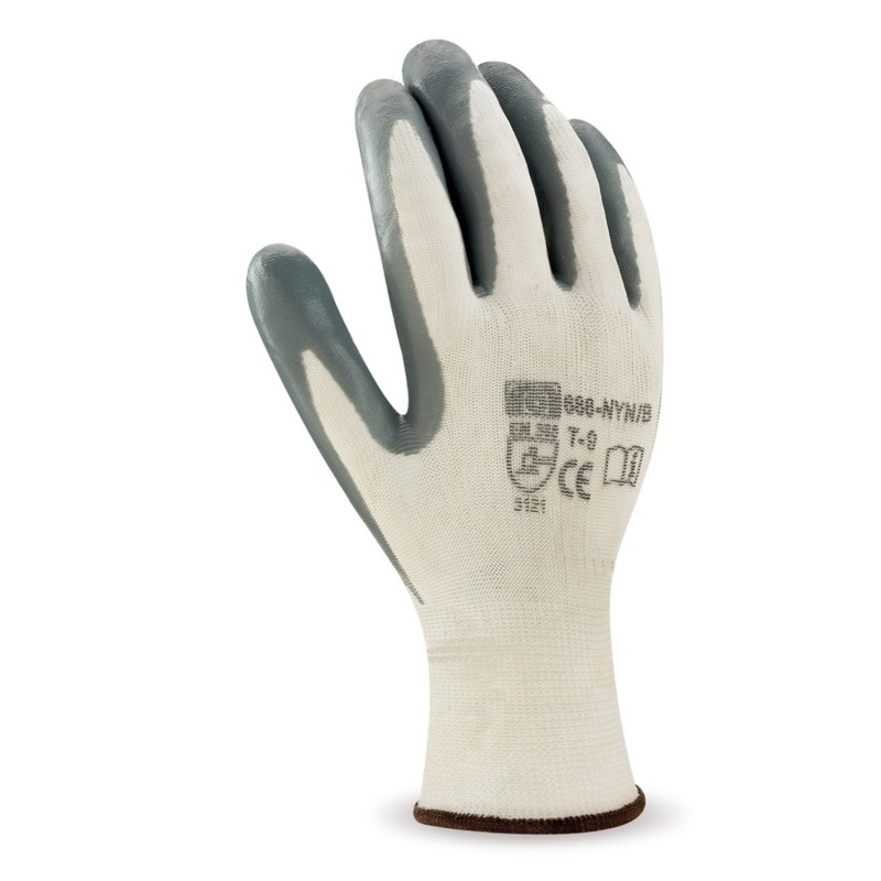 Pack Guantes Nylon Blanco Nitrilo Gris