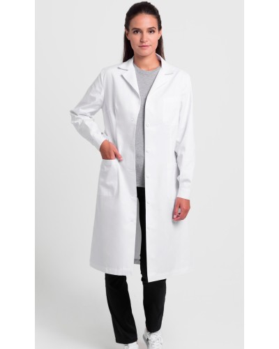 Bata Unisex cuello solapa m/l. Blanca 65% Poliéster - 35% Algodón