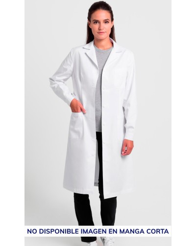 Bata Unisex cuello solapa m/c. Blanca 65% Poliéster - 35% Algodón