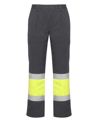 Pantalón Multibolsillos Alta Visibilidad Invierno. 80% Poliéster - 20% Algodón. 250 g/m².