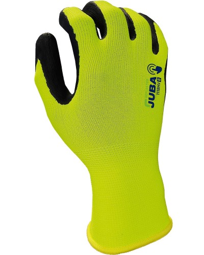 Guante de Polies.-Elast. Amarillo flúor Recubrimiento de Nitrilo foam en palma.