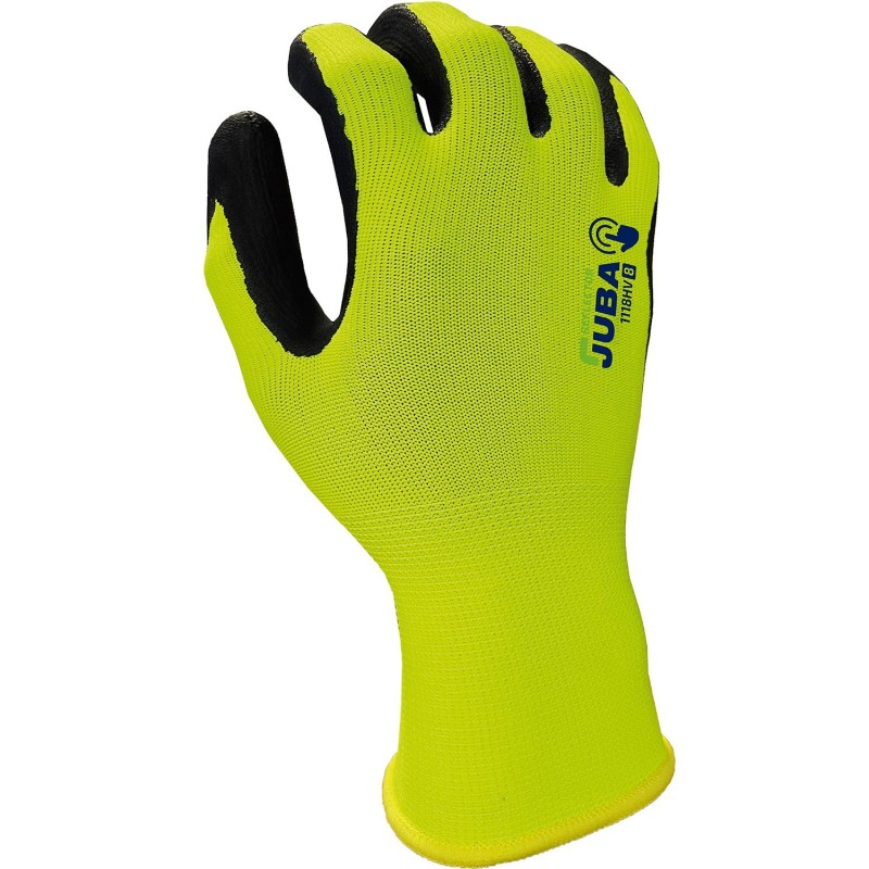 Guante de Polies.-Elast. Amarillo flúor Recubrimiento de Nitrilo foam en palma.