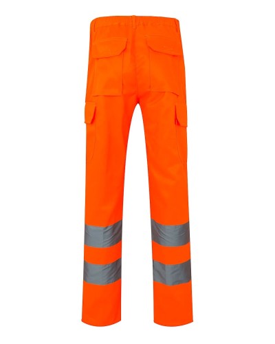 Pantalón Multibolsillos Alta Visibilidad. Sarga Pol. 240gr/m2