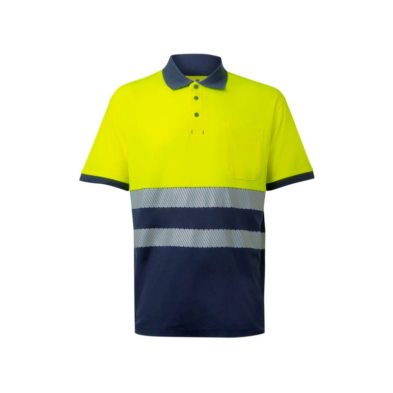 Polo Algodón Bicolor A.V. AZUL NAVY/AMARILLO FLÚOR