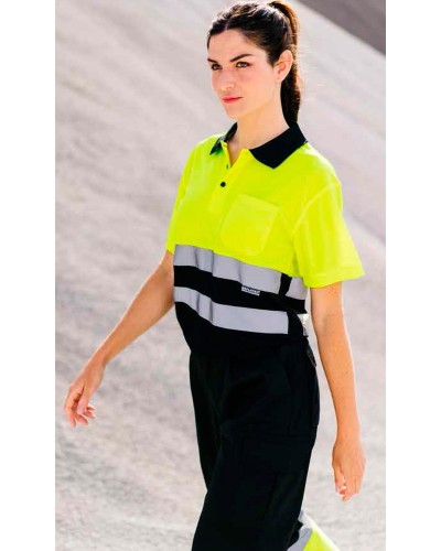 Polo Algodón Bicolor A.V. NEGRO/AMARILLO FLÚOR