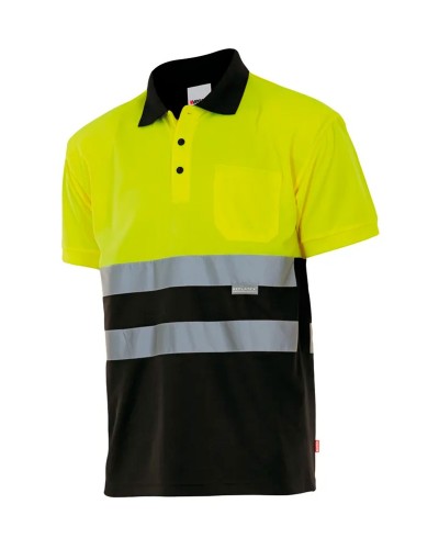 Polo Algodón Bicolor A.V. NEGRO/AMARILLO FLÚOR