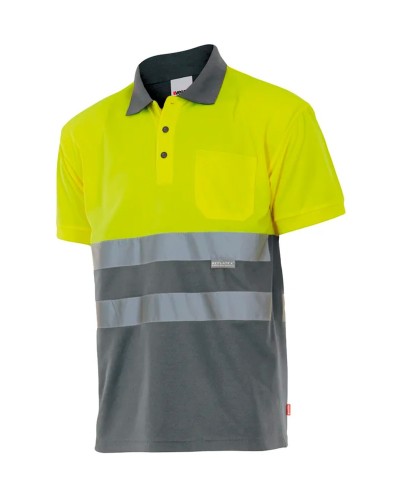 Polo Algodón Bicolor A.V. NEGRO/AMARILLO FLÚOR
