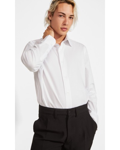 Camisa de Hombre Manga Larga. 97% alg., popelín / 3% spandex, 140 g/m².