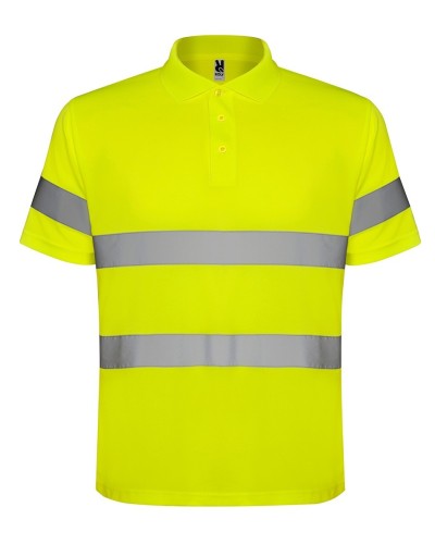 Polo Manga Corta Alta Visibilidad. 100% poliéster piqué, 170 g/m²