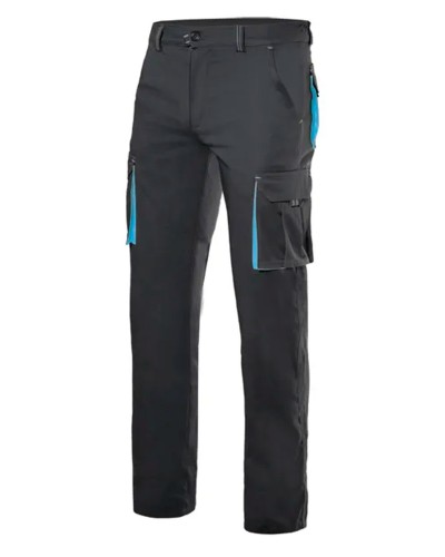 Pantalón Multibolsillos Negro/Celeste