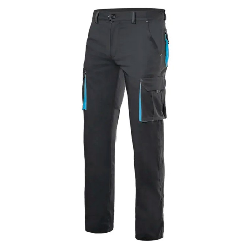 Pantalón Multibolsillos Negro/Celeste