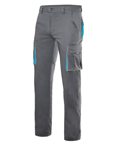 Pantalón Multibolsillos Negro/Celeste