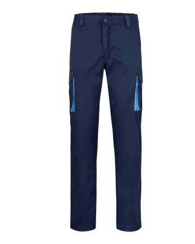 Pantalón Multibolsillos Negro/Celeste