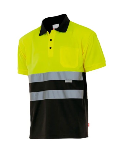 Polo Bicolor A.V. Negro/Amarillo Flúor