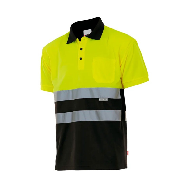Polo Bicolor A.V. Negro/Amarillo Flúor