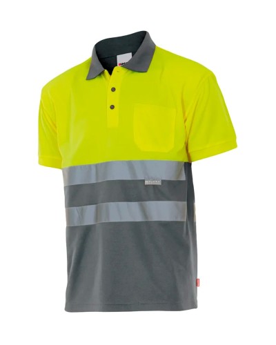 Polo Bicolor A.V. Negro/Amarillo Flúor
