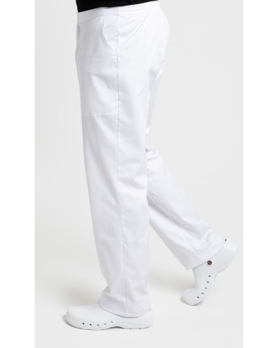 Pantalón Goma y Botón. 65% Poliéster - 35% Algodón. Blanco