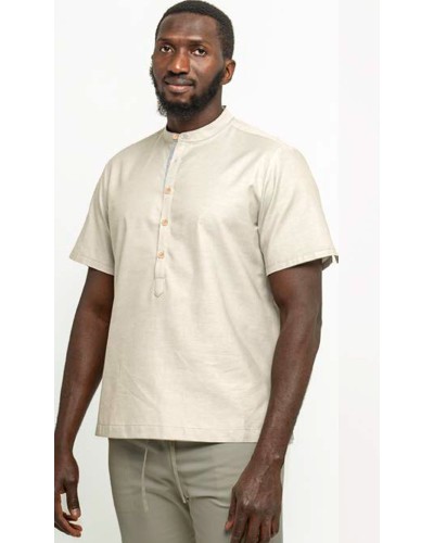 Casaca Cuello Mao Tejido Fresco. 70% Algodón/30% Poliéster