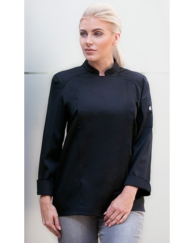 Chaqueta Chef Mujer. 50% Pol-50% Alg.150g/m2 Negro