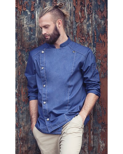 Chaqueta de Chef estilo Vaquero. 65% Poliéster-35% Algodón Azul Vintage
