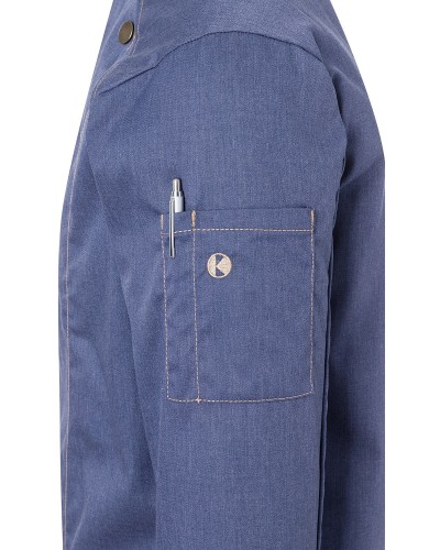 Chaqueta de Chef estilo Vaquero. 65% Poliéster-35% Algodón Azul Vintage