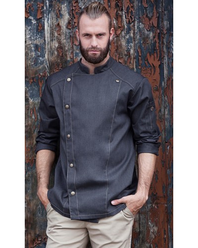 Chaqueta de Chef estilo Vaquero. 65% Poliéster-35% Algodón Azul Vintage