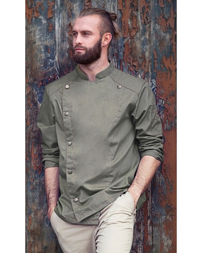 Chaqueta de Chef estilo Vaquero. 65% Poliéster-35% Algodón Azul Vintage