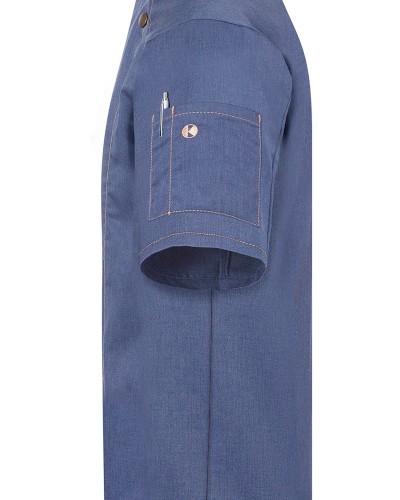 Chaq Chef m/corta estilo Vaquero. 65% Poliéster-35% Algodón Azul Vintage