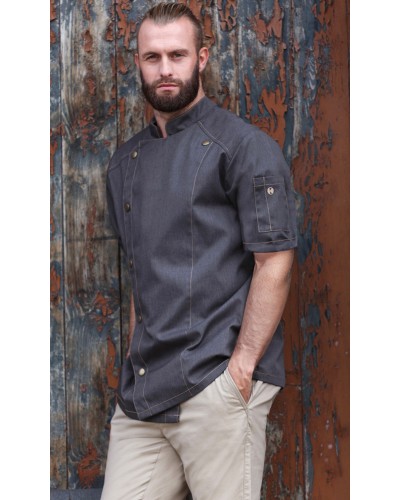 Chaq Chef m/corta estilo Vaquero. 65% Poliéster-35% Algodón Azul Vintage