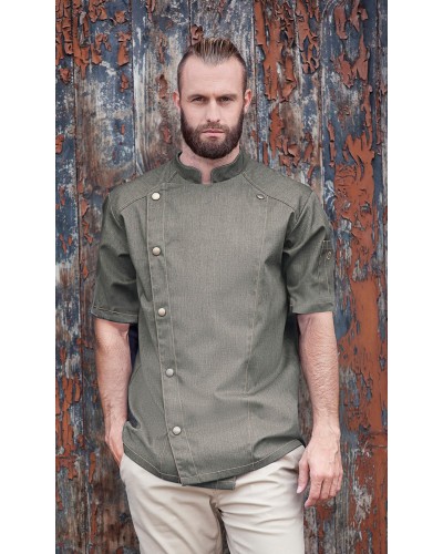 Chaq Chef m/corta estilo Vaquero. 65% Poliéster-35% Algodón Azul Vintage