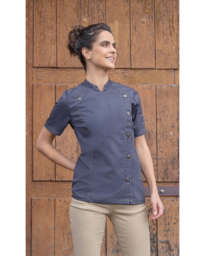 Chaq Chef Mujer m/corta estilo Vaquero. 65% Pol-35% Alg. Azul Vintage
