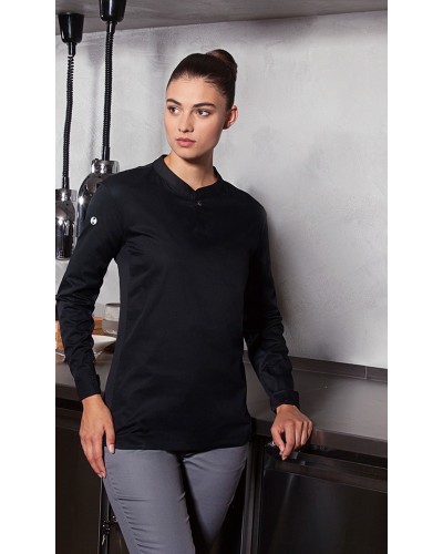 Camisa de trabajo para Mujer, manga larga. Negro