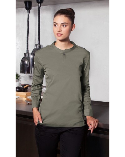 Camisa de trabajo para Mujer, manga larga. Negro