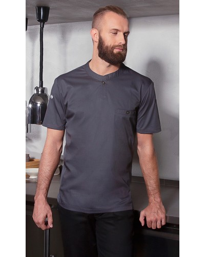 Camisa Hombre, m/corta alto rendimiento. Negro