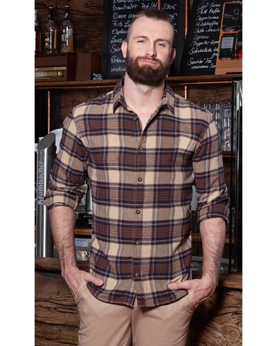 Camisa de Cuadros para hombres, tendencia urbana. 65% Pol.-35% Alg.110 g/m²
