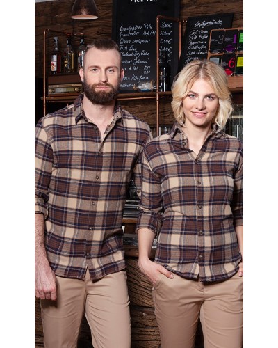Camisa de Cuadros para hombres, tendencia urbana. 65% Pol.-35% Alg.110 g/m²