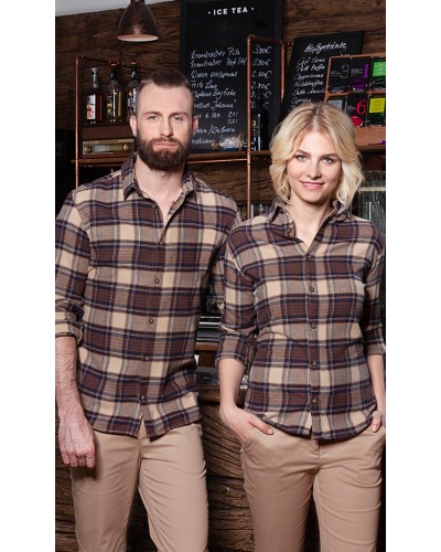 Blusa de Cuadros para mujer, tendencia urbana. 65% Pol.-35% Alg.110 g/m²