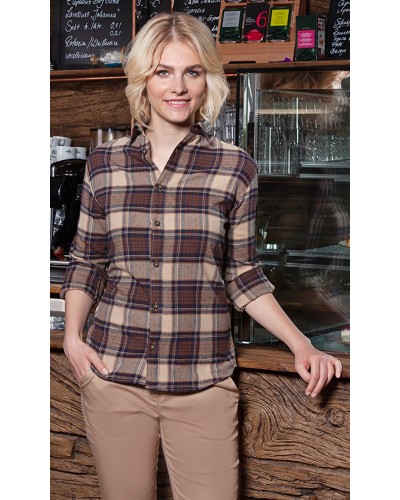 Blusa de Cuadros para mujer, tendencia urbana. 65% Pol.-35% Alg.110 g/m²