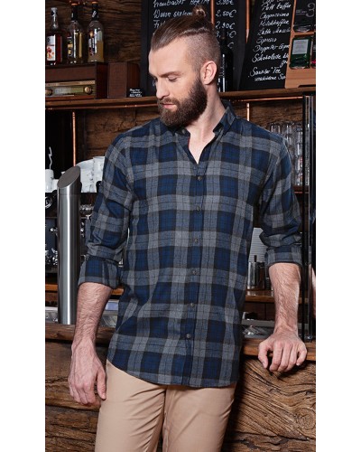 Camisa de Cuadros para hombres, tendencia urbana. 65% Pol.-35% Alg.110 g/m²