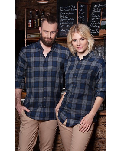 Camisa de Cuadros para hombres, tendencia urbana. 65% Pol.-35% Alg.110 g/m²