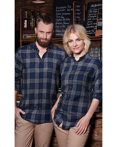 Blusa de Cuadros para mujer, tendencia urbana. 65% Pol.-35% Alg.110 g/m²