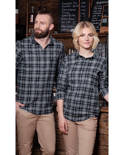 Camisa de Cuadros para hombres, tendencia urbana. 65% Pol.-35% Alg.110 g/m²