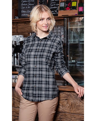 Blusa de Cuadros para mujer, tendencia urbana. 65% Pol.-35% Alg.110 g/m²