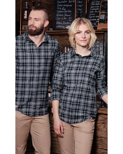 Blusa de Cuadros para mujer, tendencia urbana. 65% Pol.-35% Alg.110 g/m²